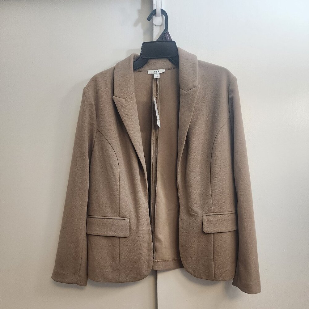 Bar III Petite Peak-Lapel Open-Front Blazer Women's PXL Warm Ginger Flap Pockets - Picture 2 of 4